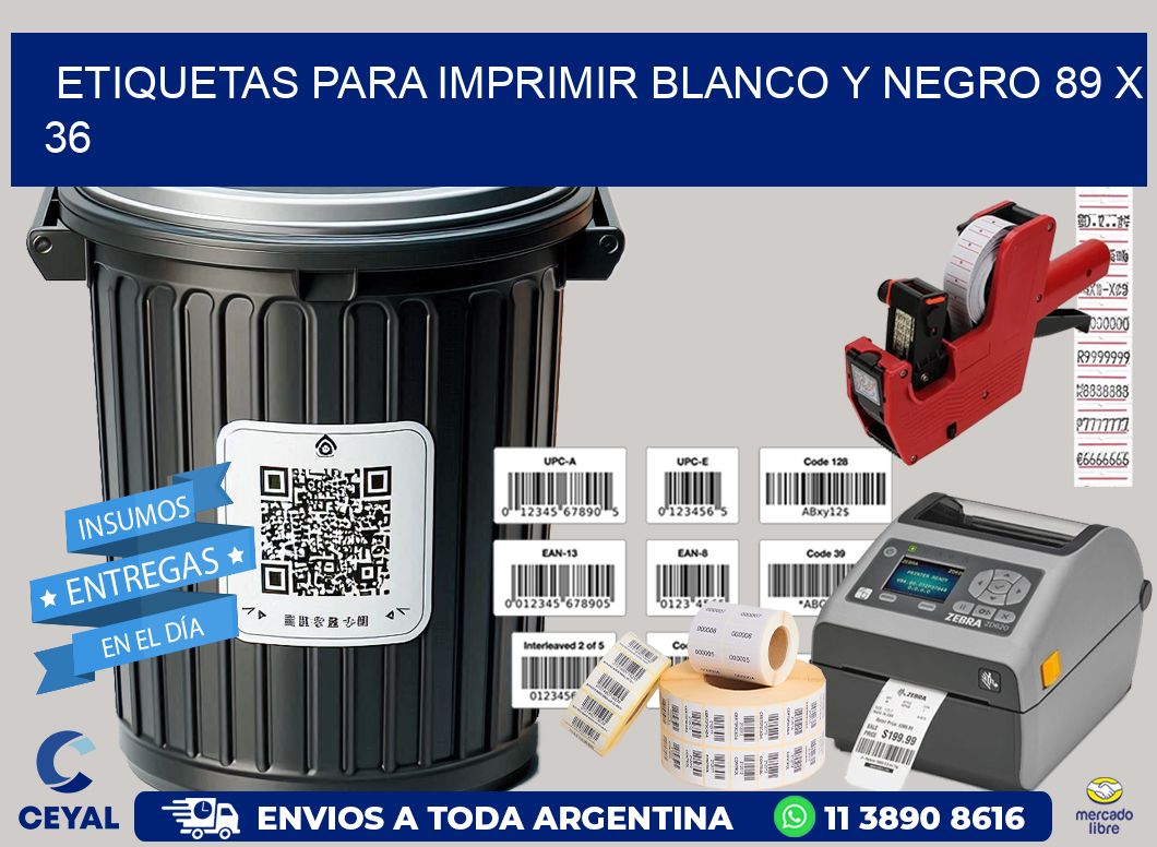 etiquetas para imprimir blanco y negro 89 x 36