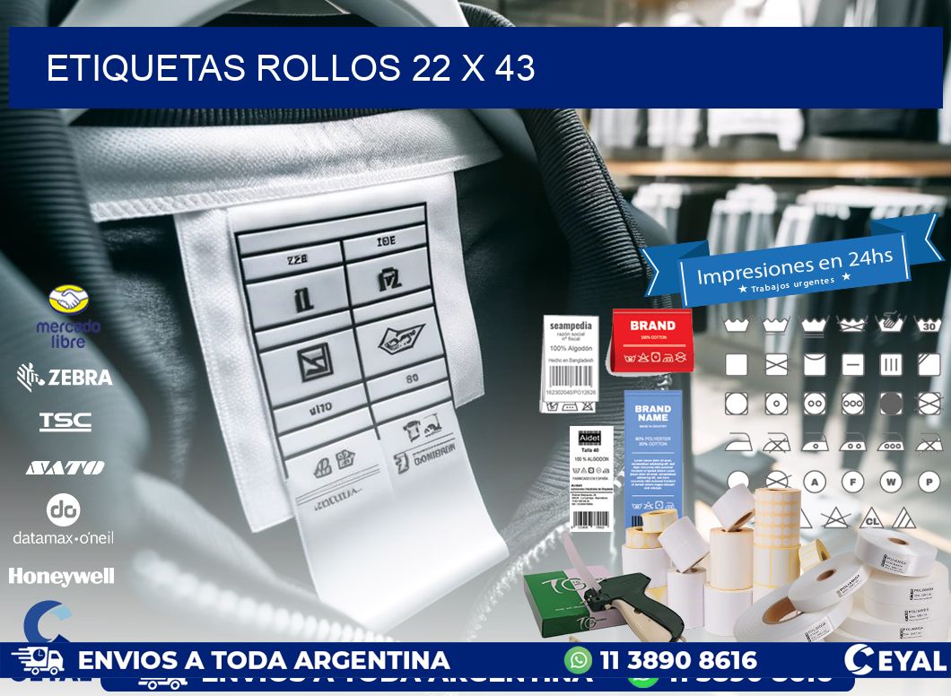 etiquetas rollos 22 x 43