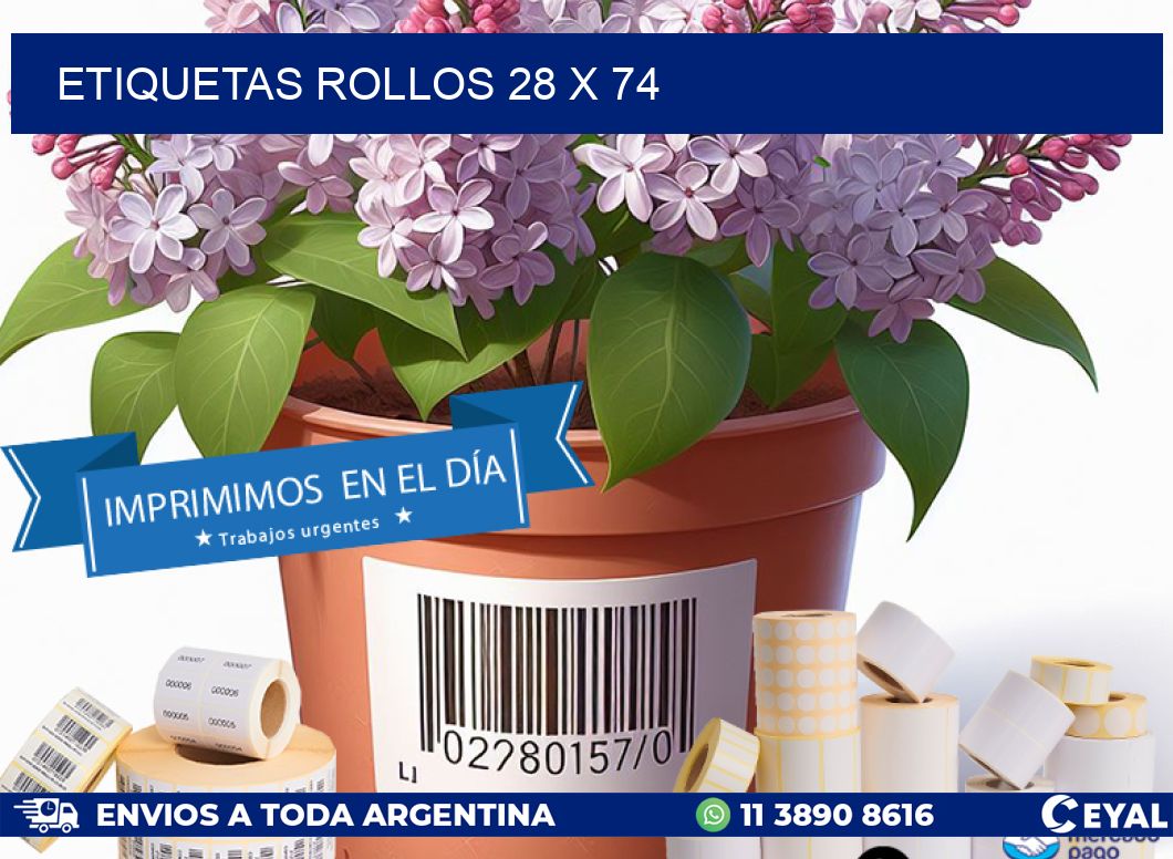 etiquetas rollos 28 x 74