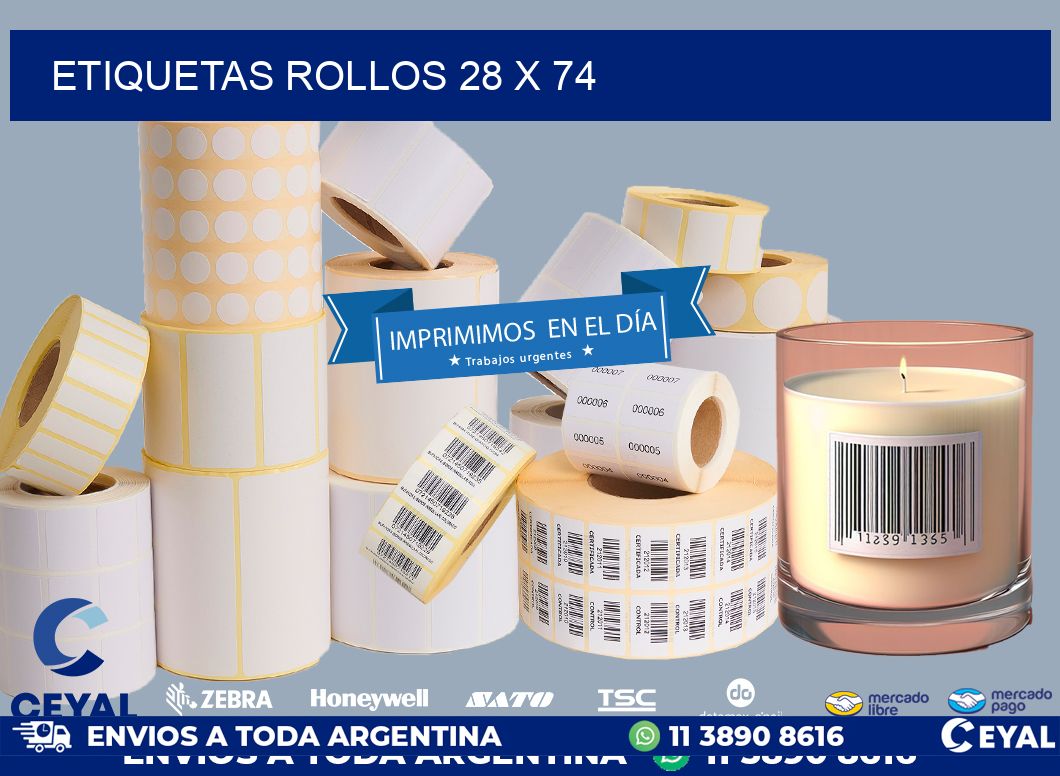 etiquetas rollos 28 x 74