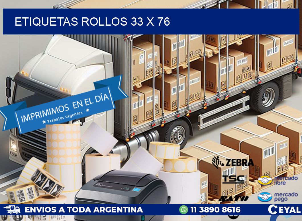 etiquetas rollos 33 x 76