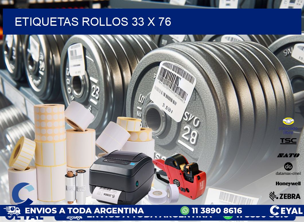 etiquetas rollos 33 x 76