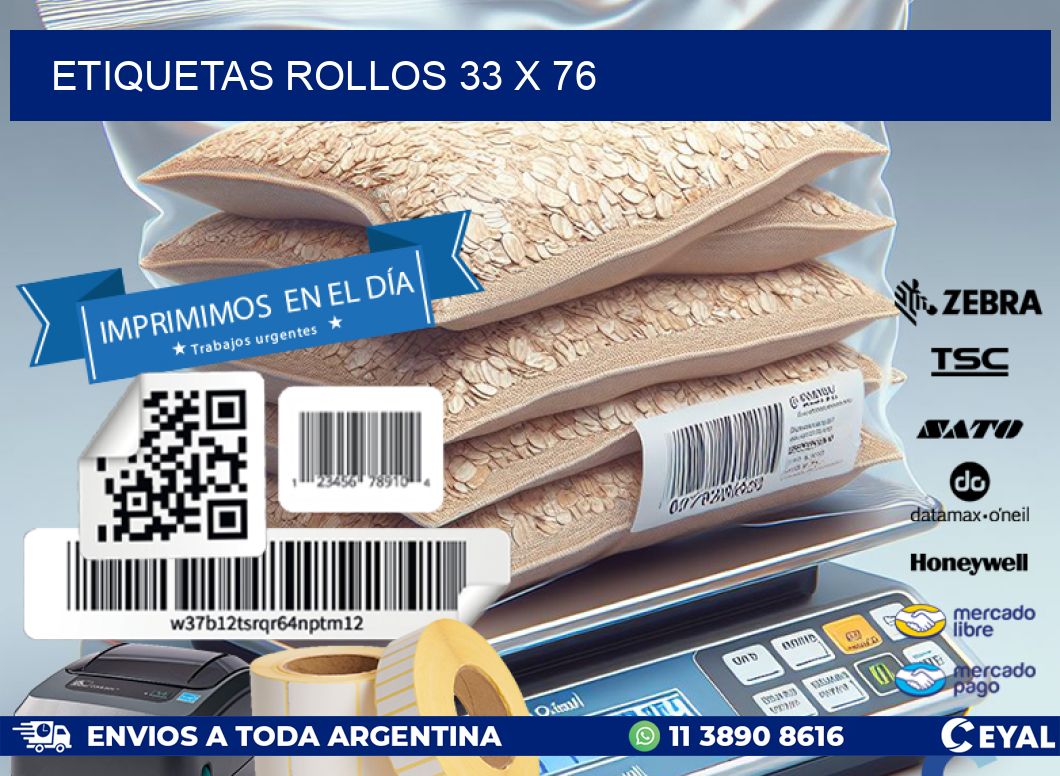 etiquetas rollos 33 x 76