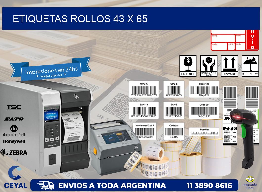 etiquetas rollos 43 x 65