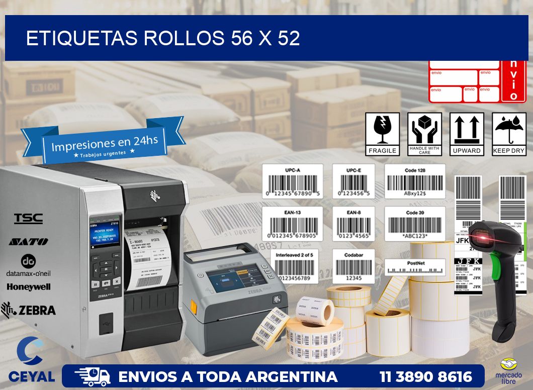 etiquetas rollos 56 x 52