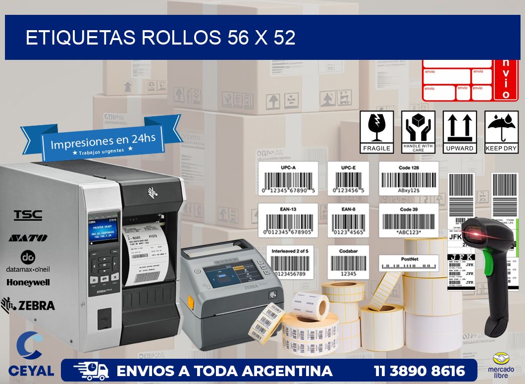 etiquetas rollos 56 x 52