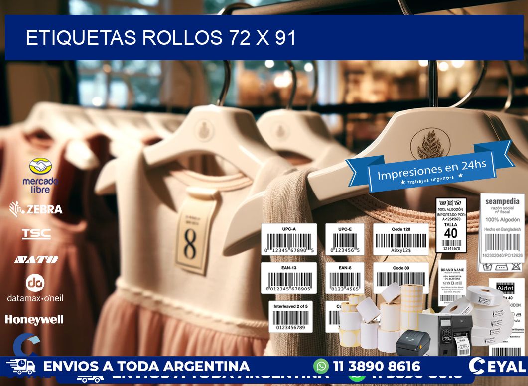 etiquetas rollos 72 x 91