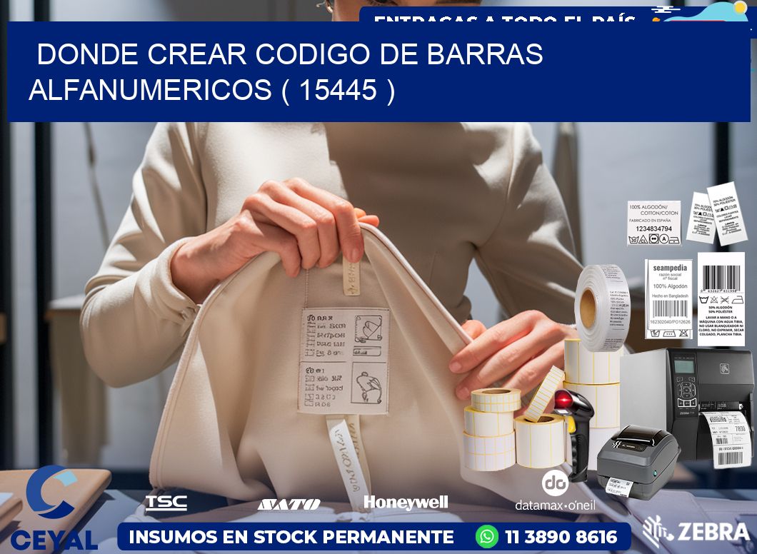 DONDE CREAR CODIGO DE BARRAS ALFANUMERICOS ( 15445 )