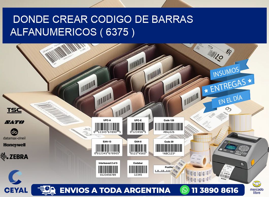 DONDE CREAR CODIGO DE BARRAS ALFANUMERICOS ( 6375 )