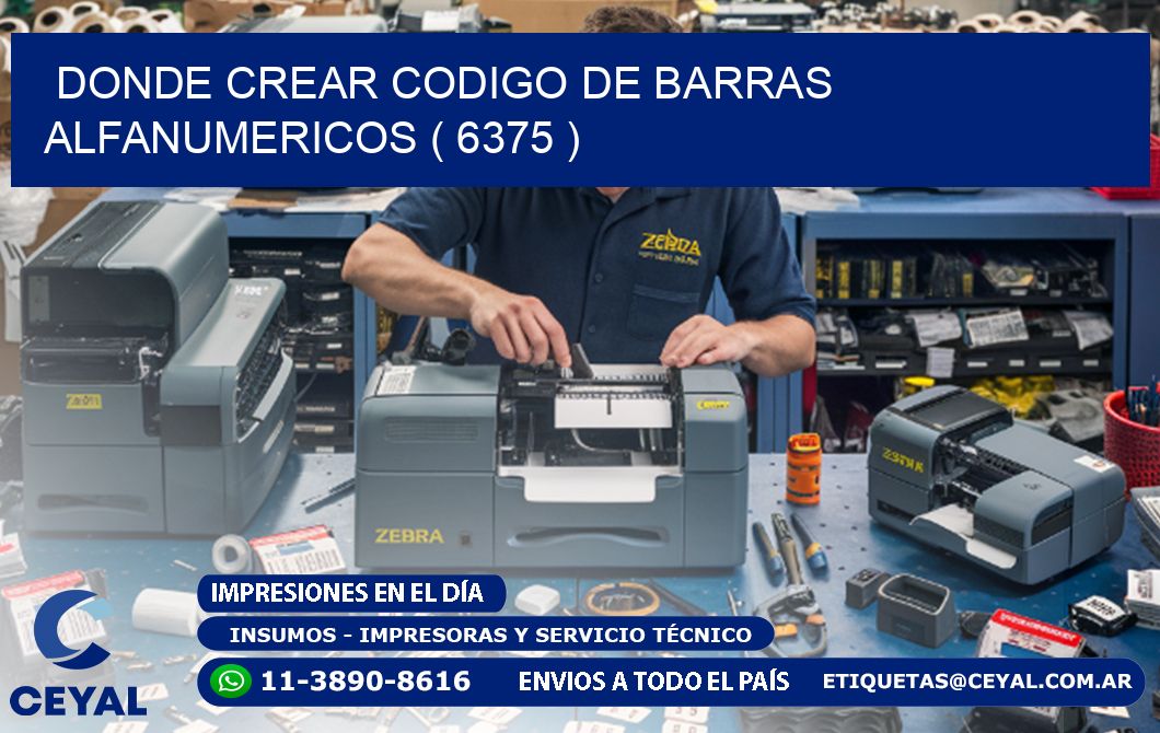 DONDE CREAR CODIGO DE BARRAS ALFANUMERICOS ( 6375 )