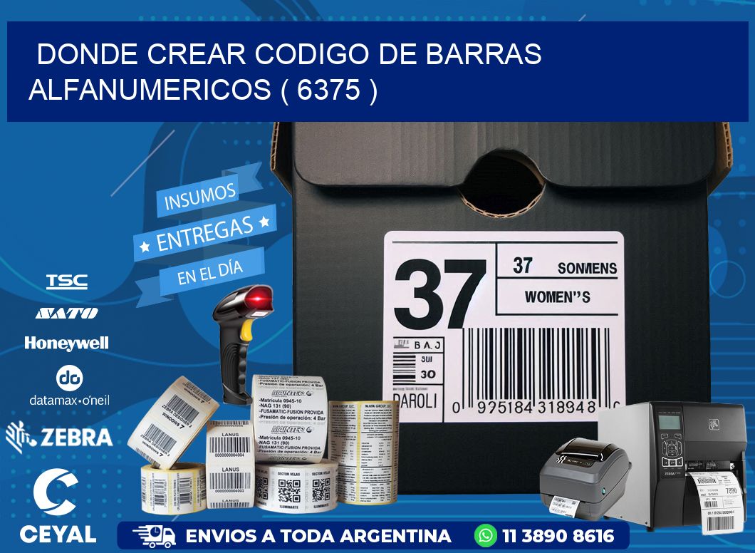 DONDE CREAR CODIGO DE BARRAS ALFANUMERICOS ( 6375 )