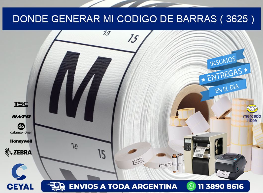 DONDE GENERAR MI CODIGO DE BARRAS ( 3625 )