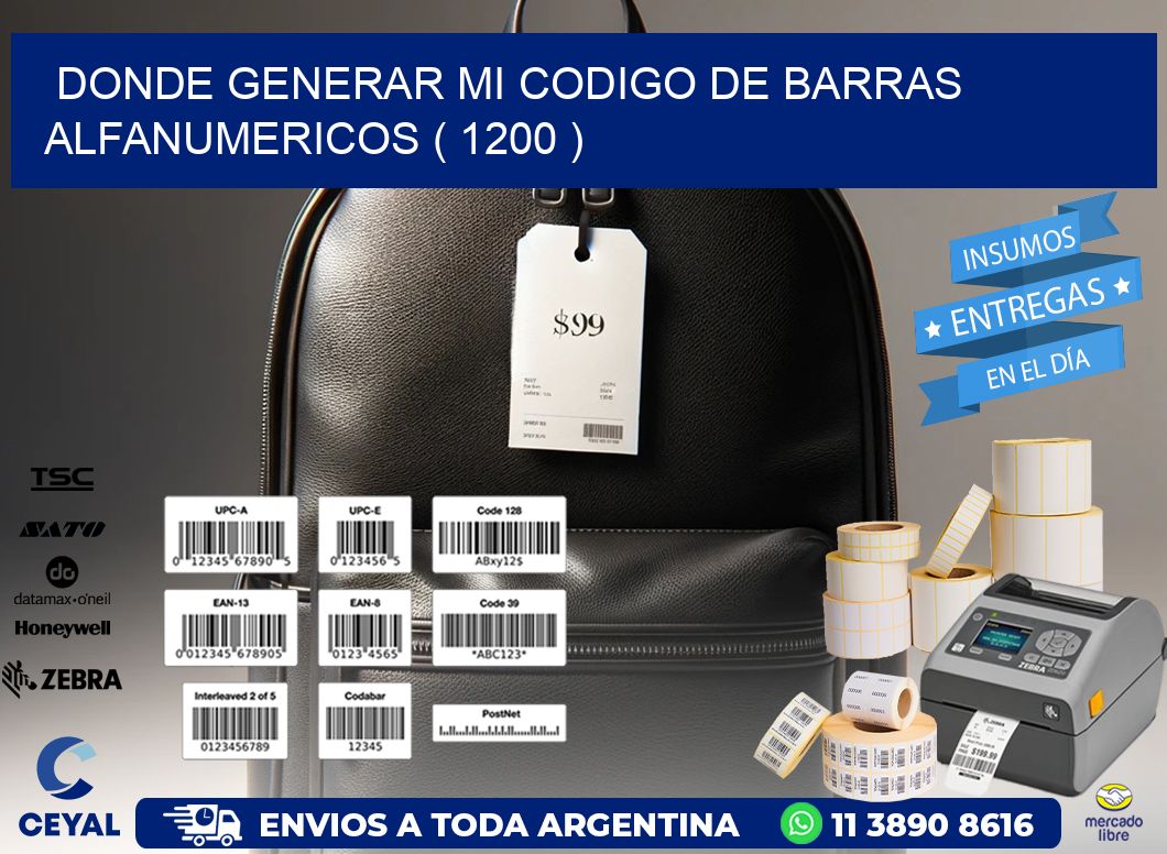 DONDE GENERAR MI CODIGO DE BARRAS ALFANUMERICOS ( 1200 )