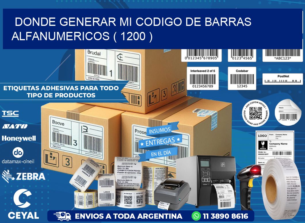 DONDE GENERAR MI CODIGO DE BARRAS ALFANUMERICOS ( 1200 )