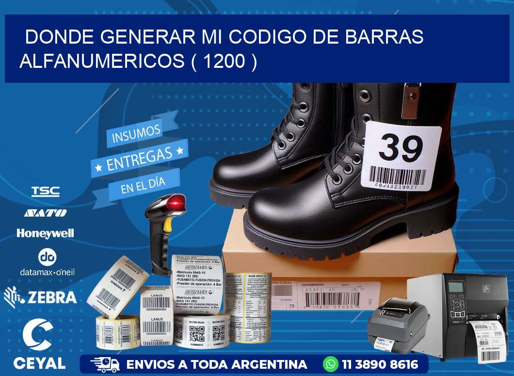 DONDE GENERAR MI CODIGO DE BARRAS ALFANUMERICOS ( 1200 )