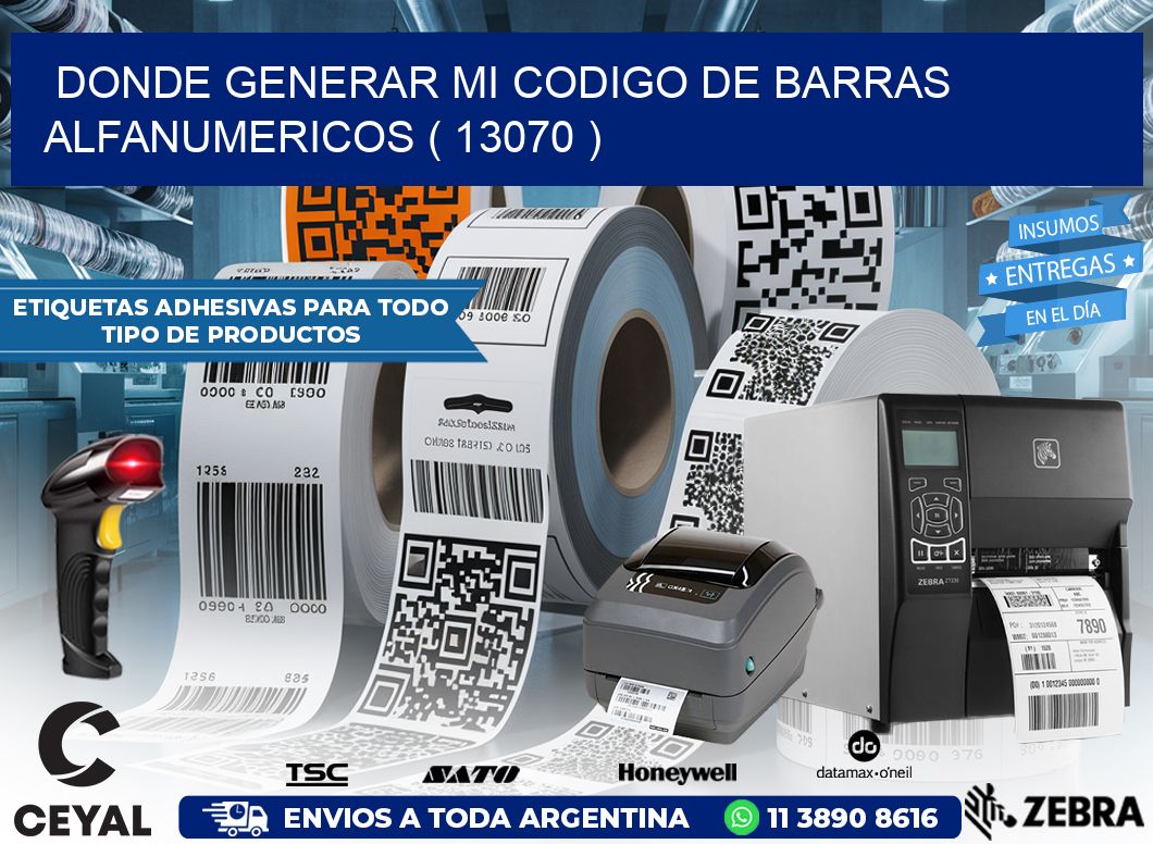 DONDE GENERAR MI CODIGO DE BARRAS ALFANUMERICOS ( 13070 )