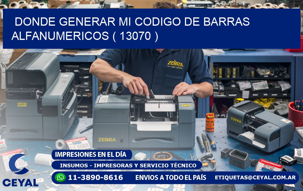 DONDE GENERAR MI CODIGO DE BARRAS ALFANUMERICOS ( 13070 )