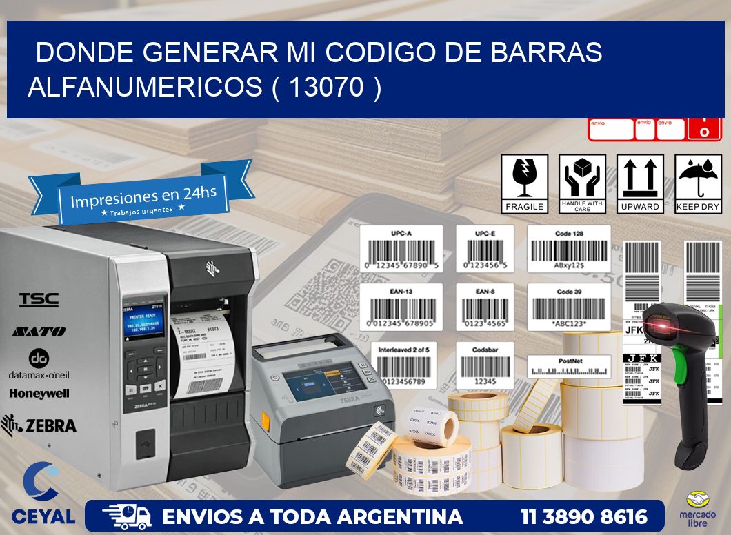 DONDE GENERAR MI CODIGO DE BARRAS ALFANUMERICOS ( 13070 )