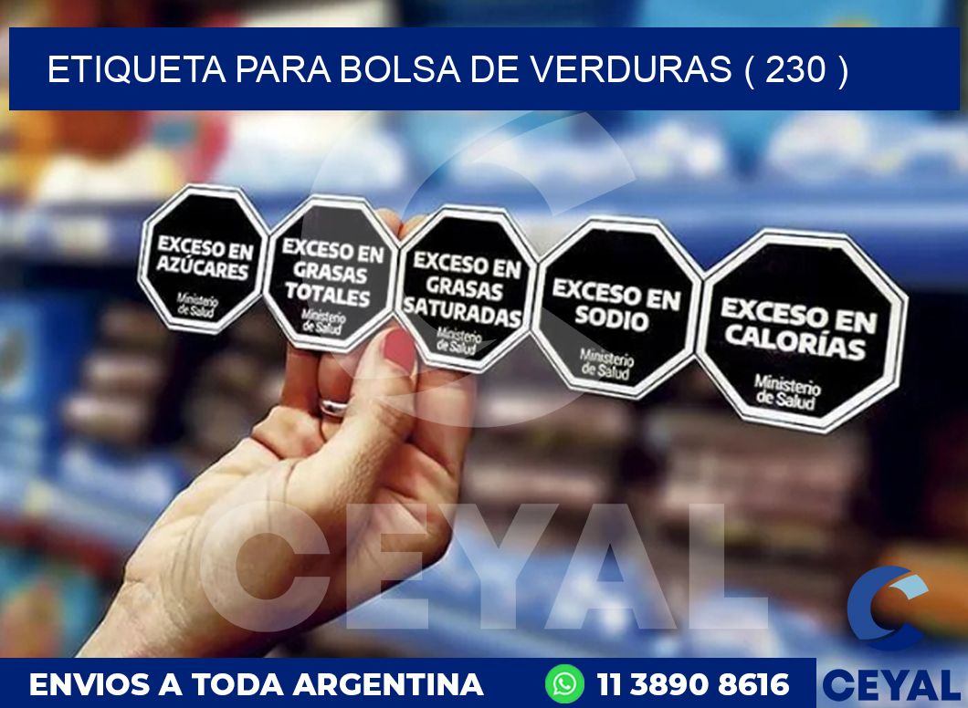 ETIQUETA PARA BOLSA DE VERDURAS ( 230 )
