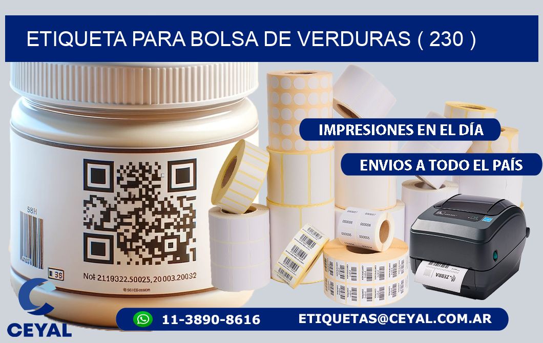 ETIQUETA PARA BOLSA DE VERDURAS ( 230 )