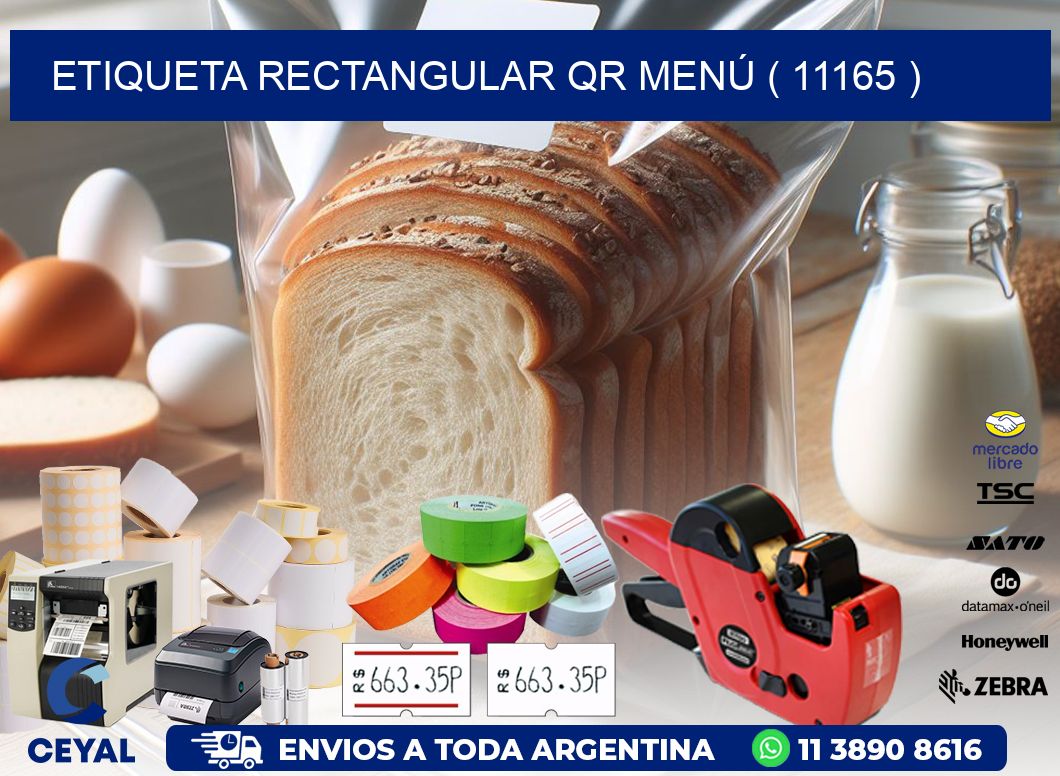 ETIQUETA RECTANGULAR QR MENÚ ( 11165 )