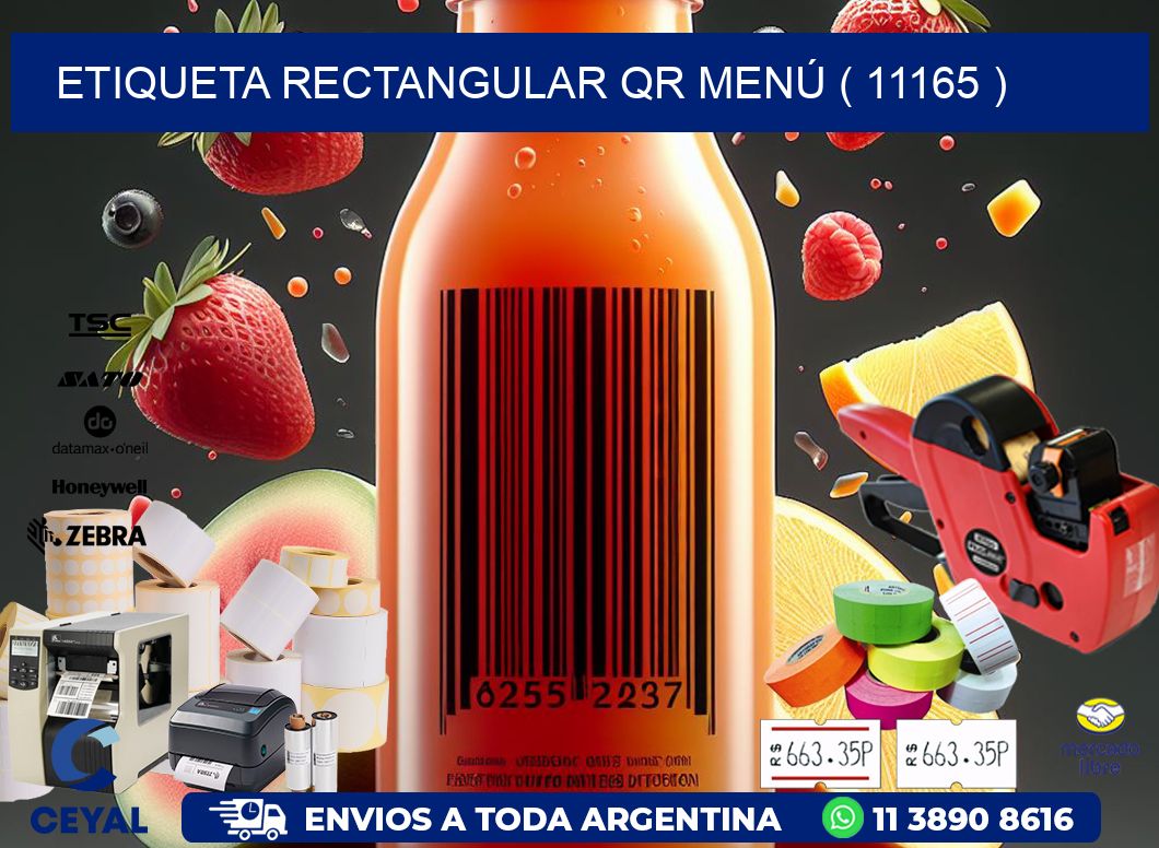 ETIQUETA RECTANGULAR QR MENÚ ( 11165 )