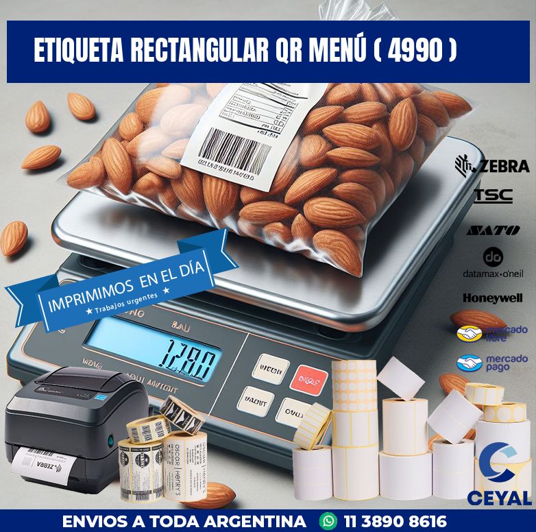 ETIQUETA RECTANGULAR QR MENÚ ( 4990 )