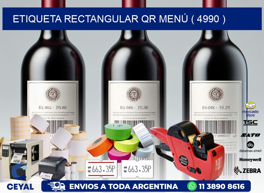 ETIQUETA RECTANGULAR QR MENÚ ( 4990 )