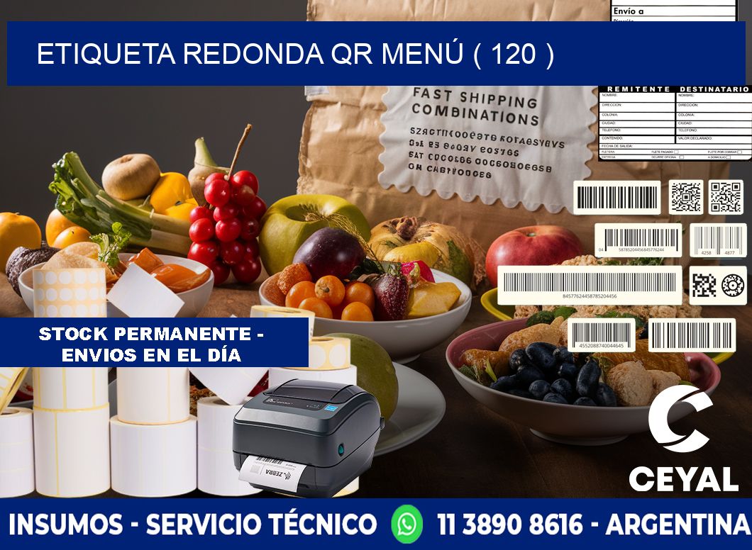 ETIQUETA REDONDA QR MENÚ ( 120 )