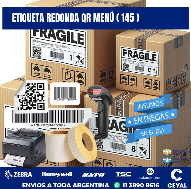 ETIQUETA REDONDA QR MENÚ ( 145 )