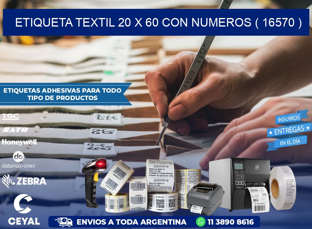 ETIQUETA TEXTIL 20 X 60 CON NUMEROS ( 16570 )
