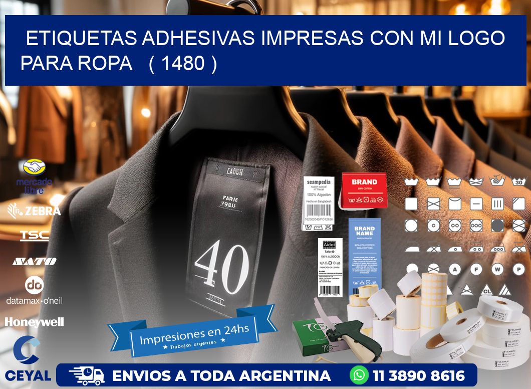 ETIQUETAS ADHESIVAS IMPRESAS CON MI LOGO PARA ROPA   ( 1480 )