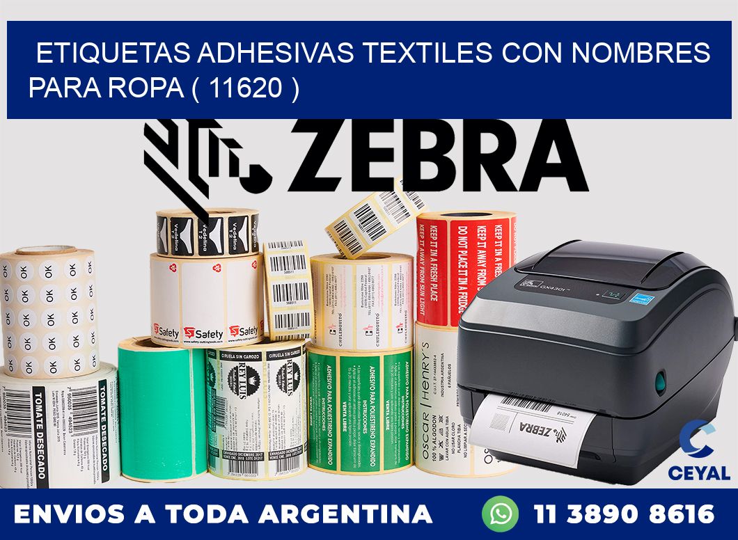 ETIQUETAS ADHESIVAS TEXTILES CON NOMBRES PARA ROPA ( 11620 )