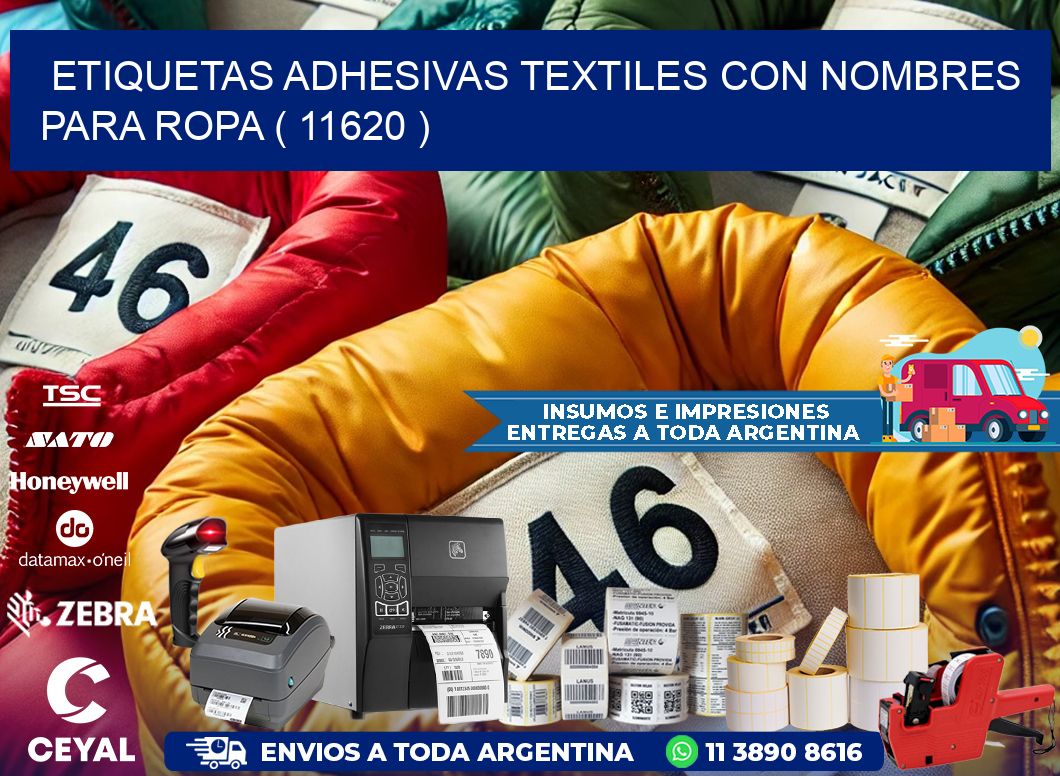 ETIQUETAS ADHESIVAS TEXTILES CON NOMBRES PARA ROPA ( 11620 )