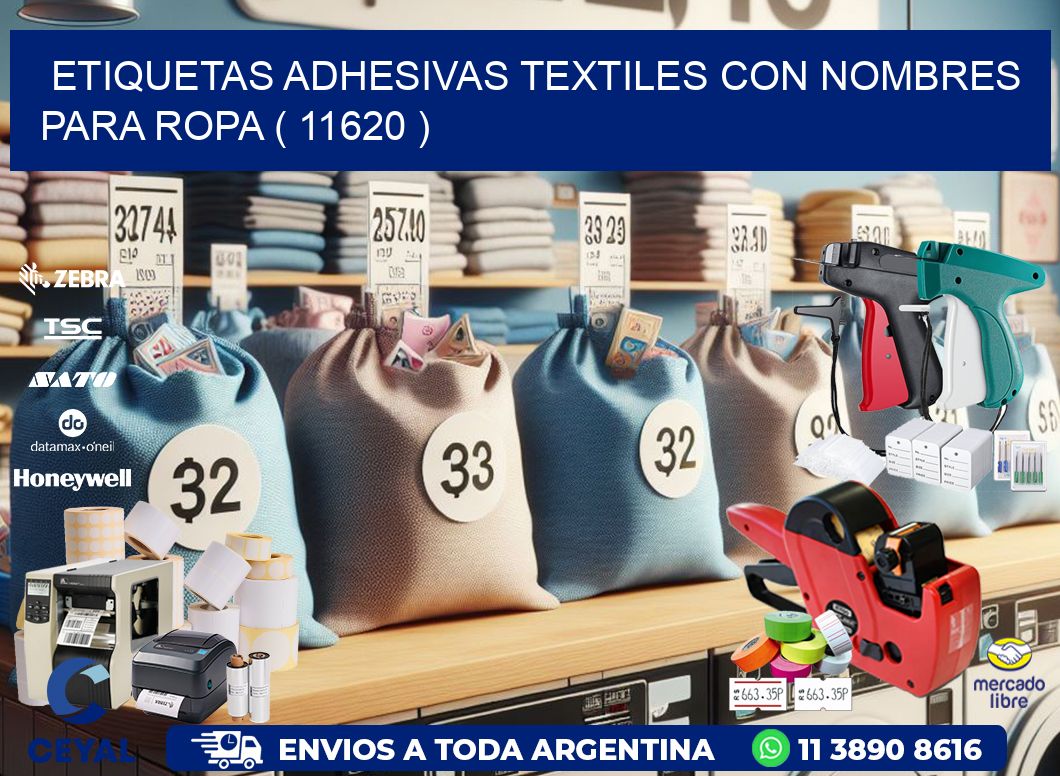 ETIQUETAS ADHESIVAS TEXTILES CON NOMBRES PARA ROPA ( 11620 )