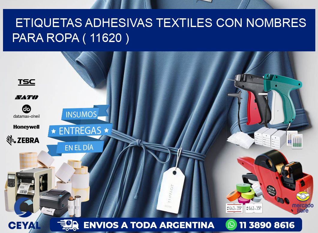 ETIQUETAS ADHESIVAS TEXTILES CON NOMBRES PARA ROPA ( 11620 )