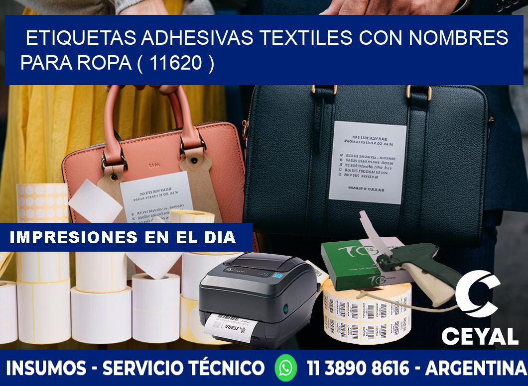 ETIQUETAS ADHESIVAS TEXTILES CON NOMBRES PARA ROPA ( 11620 )