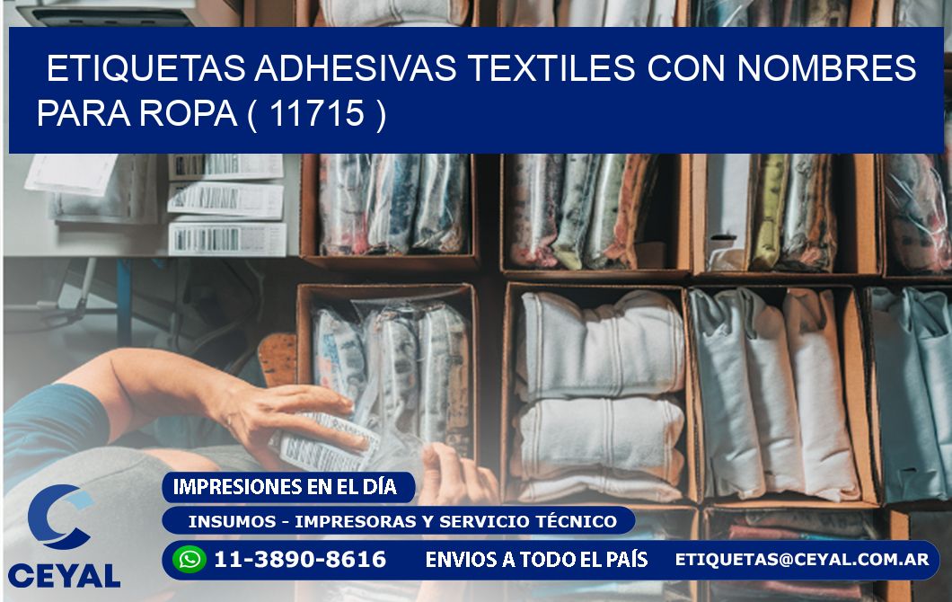 ETIQUETAS ADHESIVAS TEXTILES CON NOMBRES PARA ROPA ( 11715 )