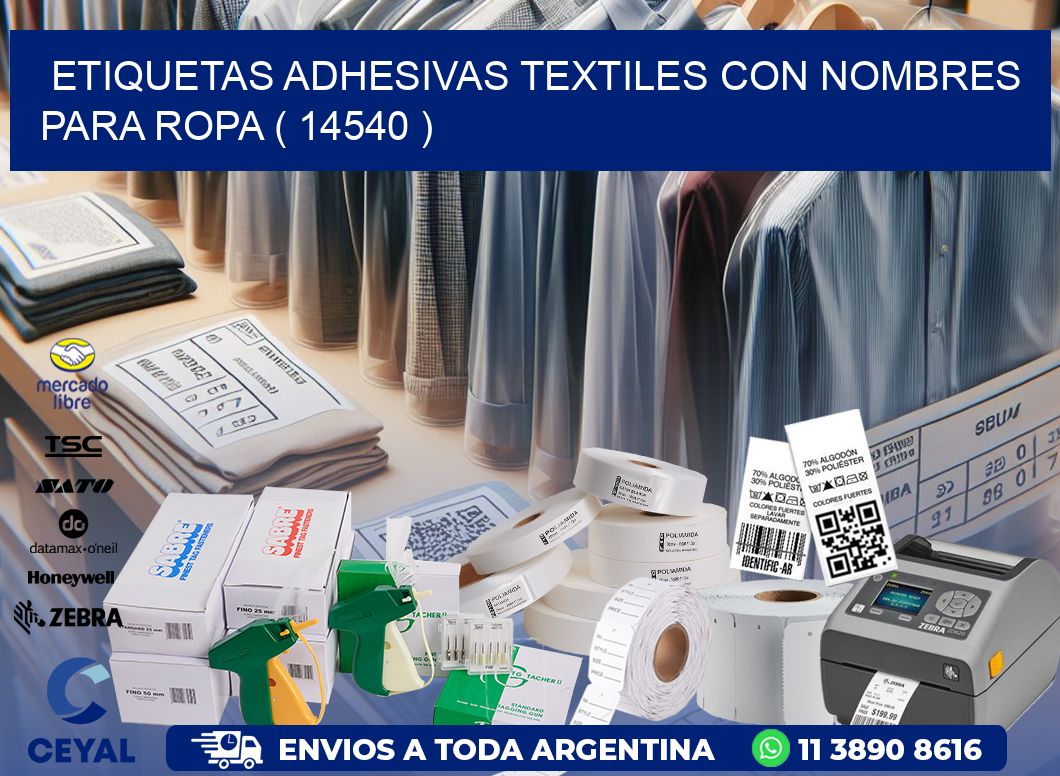 ETIQUETAS ADHESIVAS TEXTILES CON NOMBRES PARA ROPA ( 14540 )