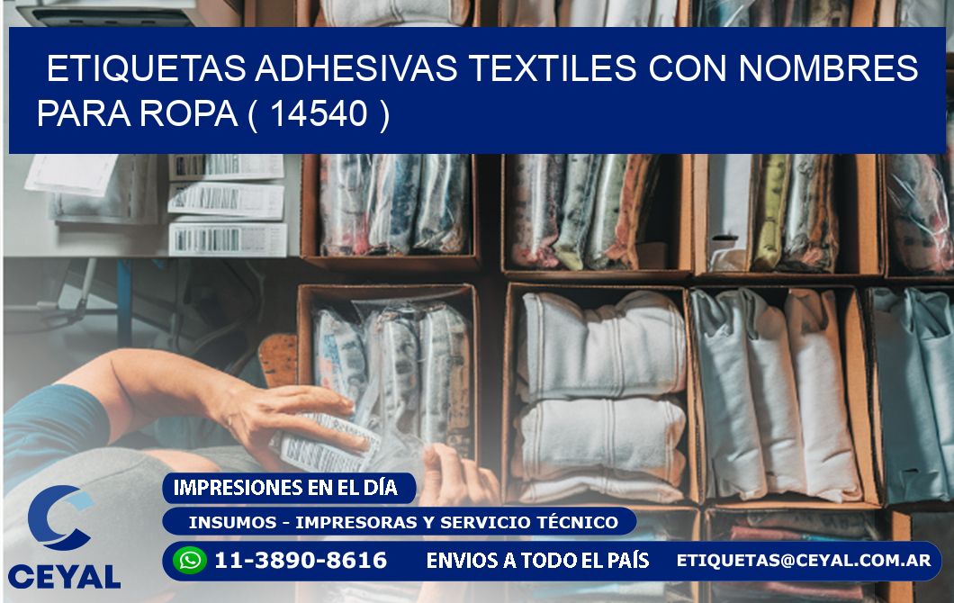 ETIQUETAS ADHESIVAS TEXTILES CON NOMBRES PARA ROPA ( 14540 )