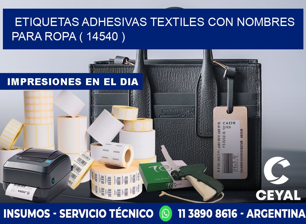 ETIQUETAS ADHESIVAS TEXTILES CON NOMBRES PARA ROPA ( 14540 )