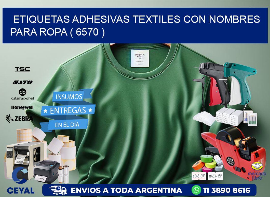 ETIQUETAS ADHESIVAS TEXTILES CON NOMBRES PARA ROPA ( 6570 )