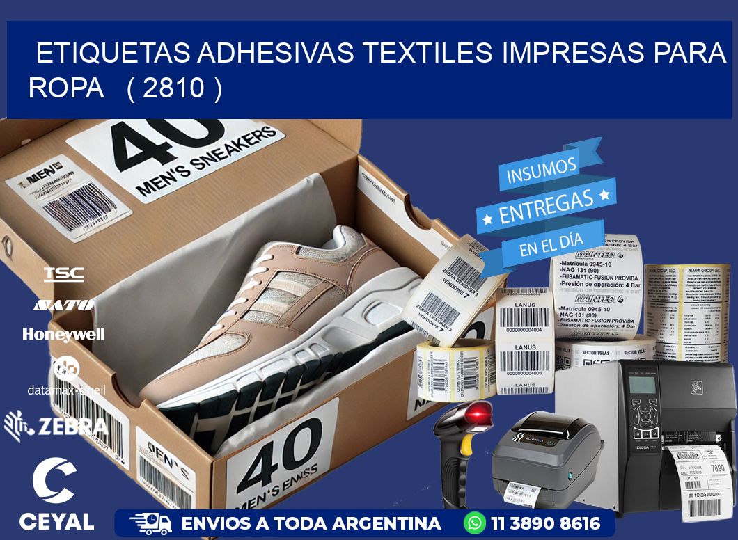 ETIQUETAS ADHESIVAS TEXTILES IMPRESAS PARA ROPA   ( 2810 )