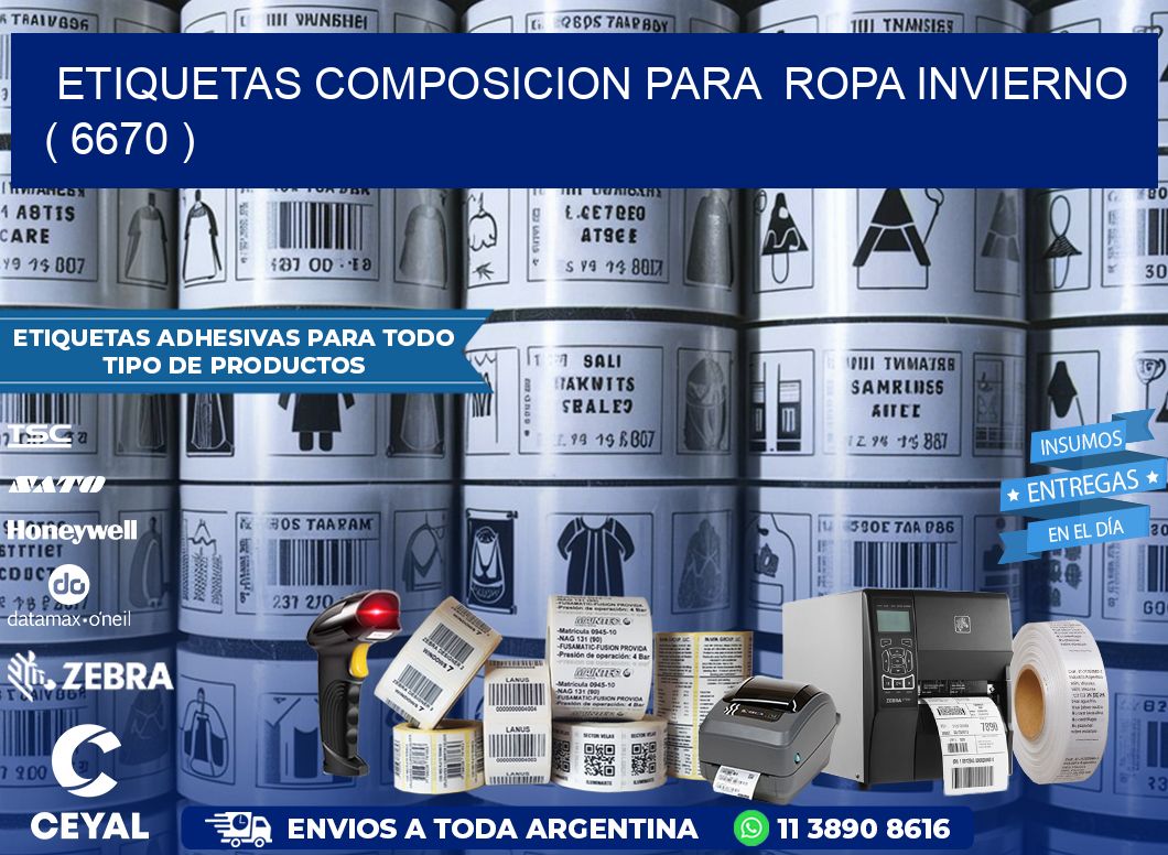 ETIQUETAS COMPOSICION PARA  ROPA INVIERNO   ( 6670 )