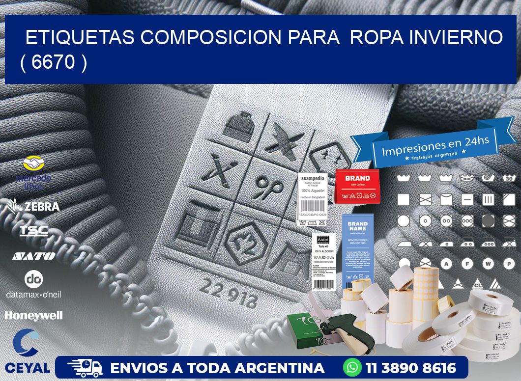 ETIQUETAS COMPOSICION PARA  ROPA INVIERNO   ( 6670 )