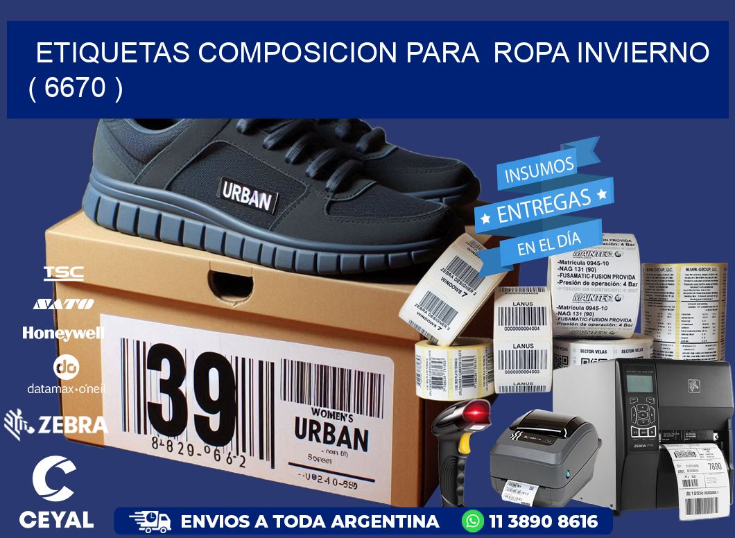 ETIQUETAS COMPOSICION PARA  ROPA INVIERNO   ( 6670 )