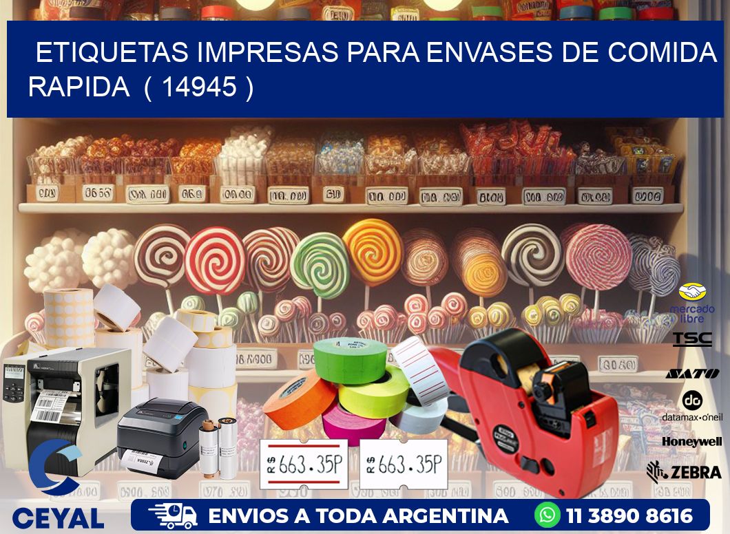 ETIQUETAS IMPRESAS PARA ENVASES DE COMIDA RAPIDA  ( 14945 )