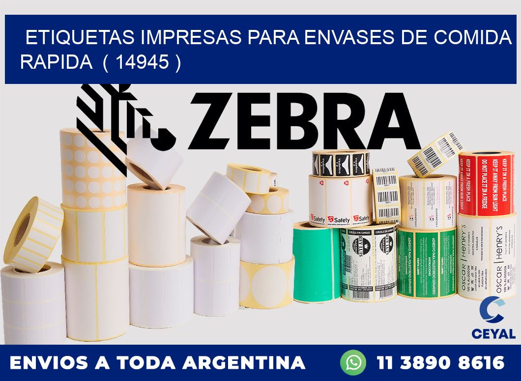 ETIQUETAS IMPRESAS PARA ENVASES DE COMIDA RAPIDA  ( 14945 )