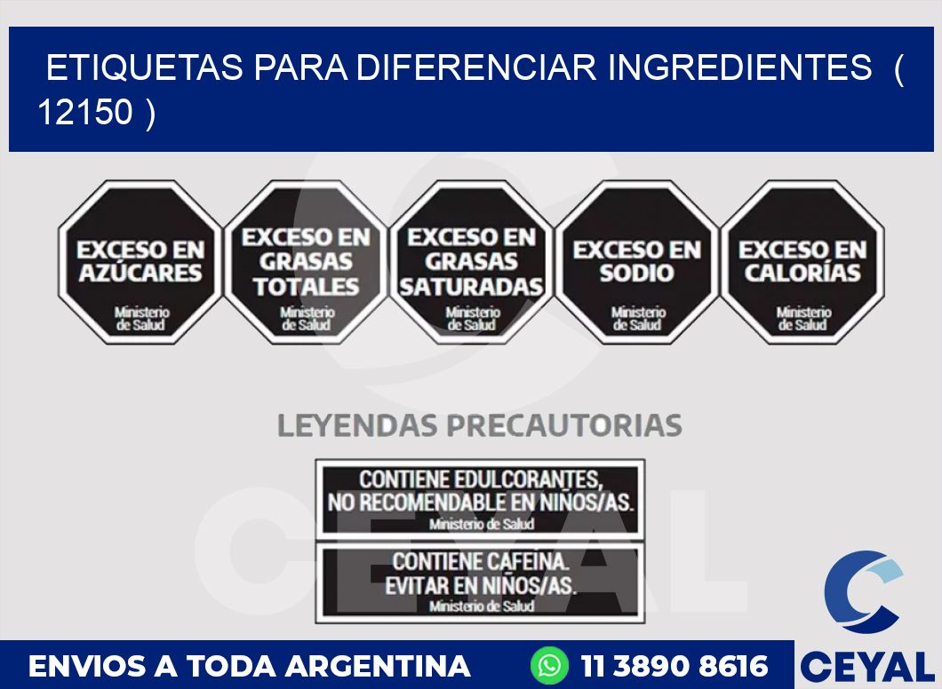 ETIQUETAS PARA DIFERENCIAR INGREDIENTES  ( 12150 )