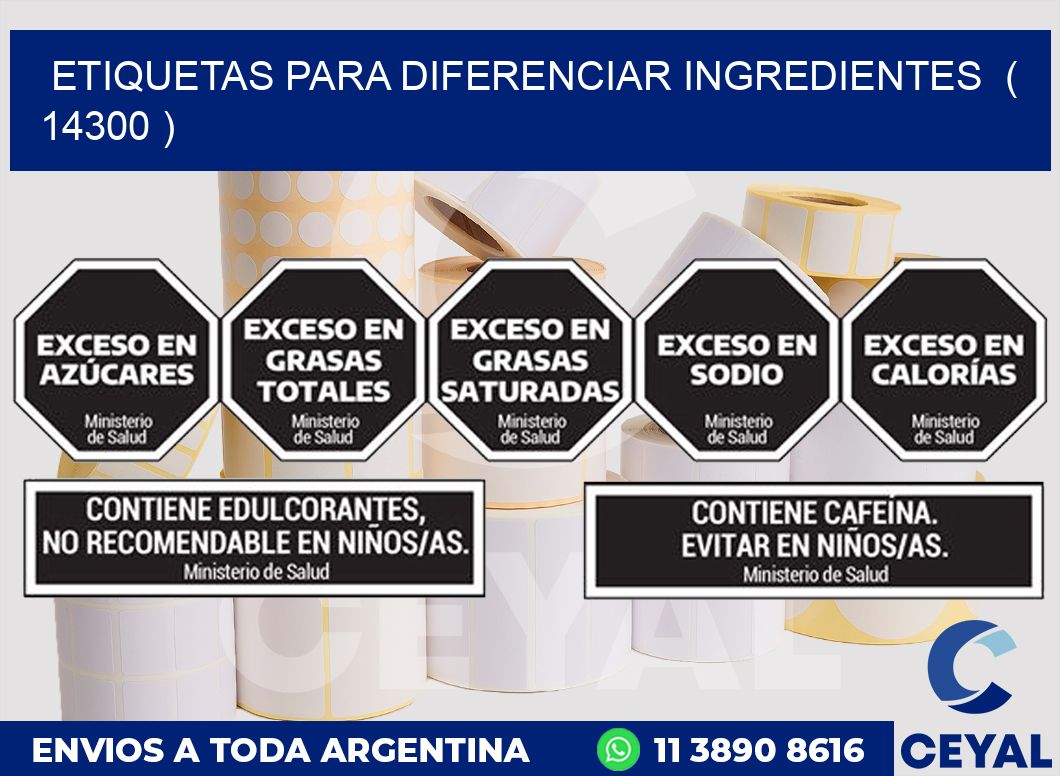 ETIQUETAS PARA DIFERENCIAR INGREDIENTES  ( 14300 )